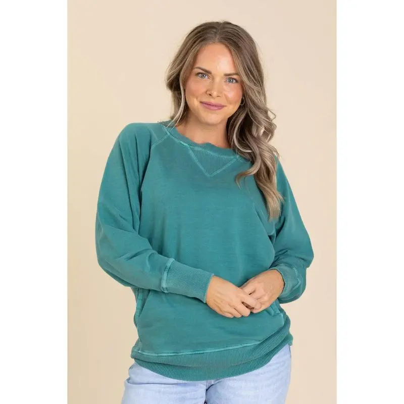 Pigment Dyed Crewneck Sweatshirts With Pockets