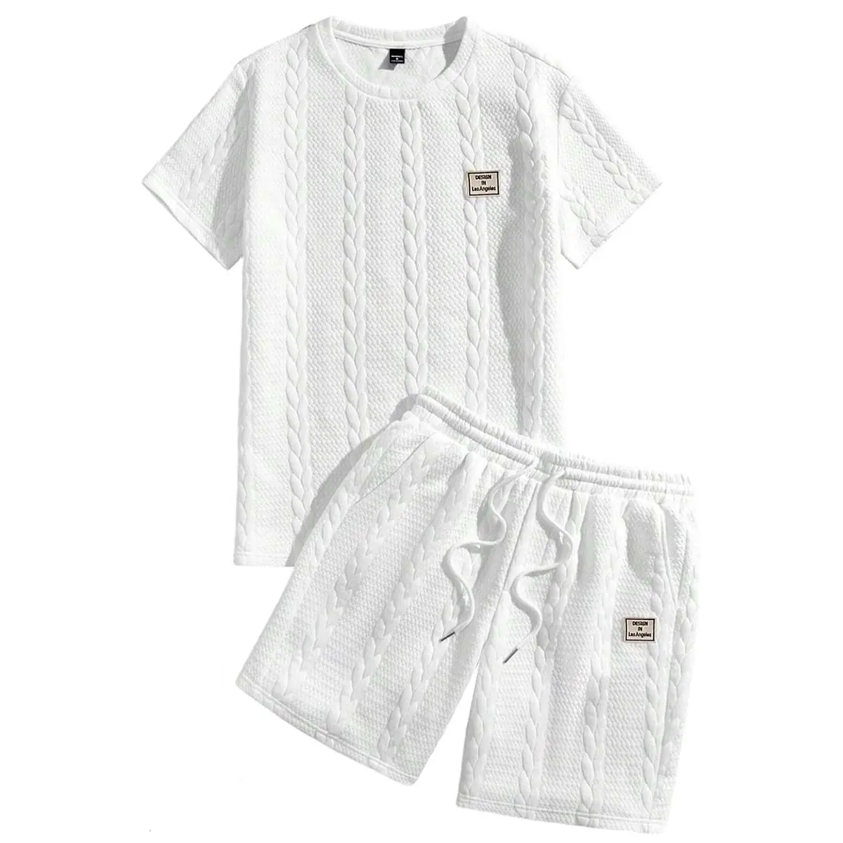 Men’s Textured Jacquard T-Shirt & Shorts Set