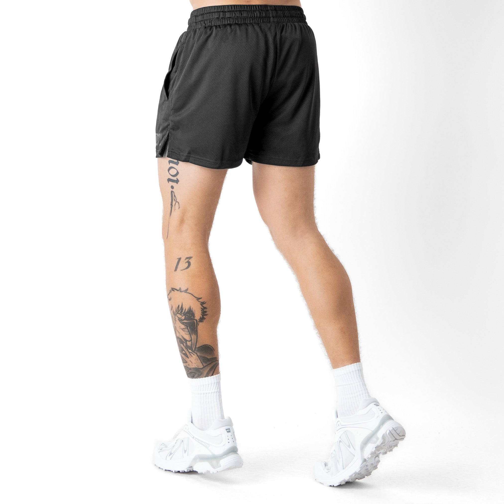 MUAY THAI FLAME SHORTS (MID THIGH CUT) - BLACKOUT