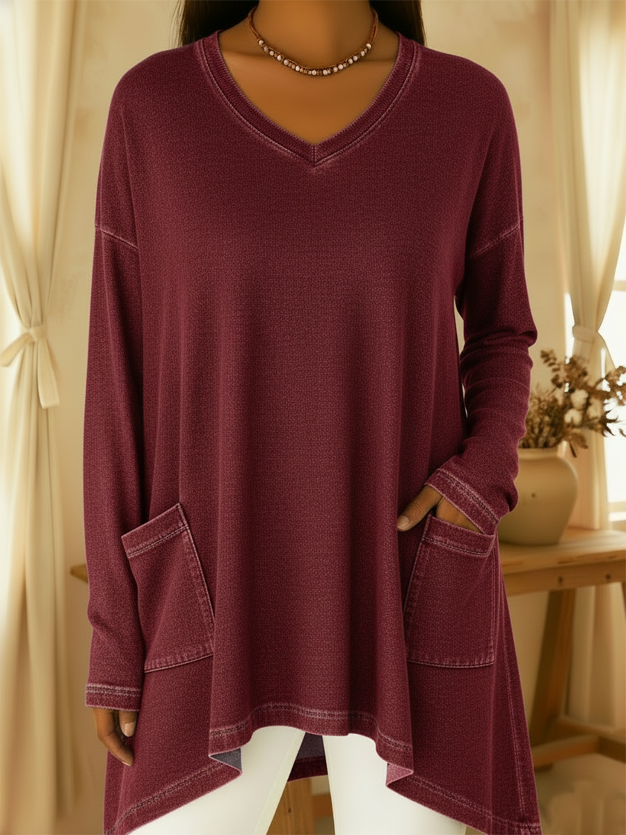 Casual Irregular Hem Denim Top