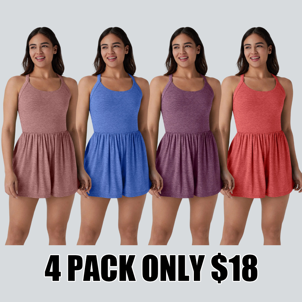 Women's Backless Twisted 2-in-1 Resort Romper with Side Pockets