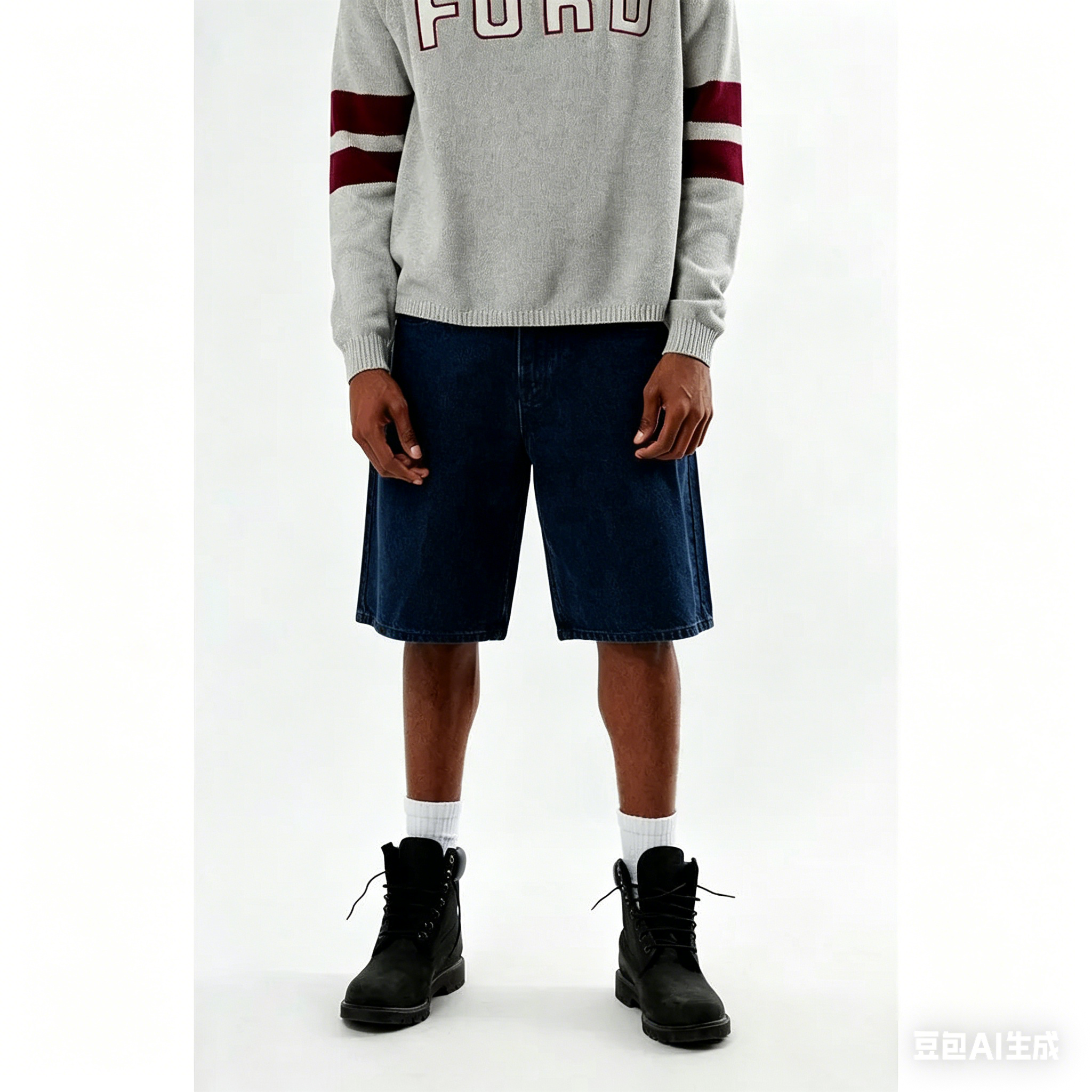 Men's Black Baggy Denim Shorts