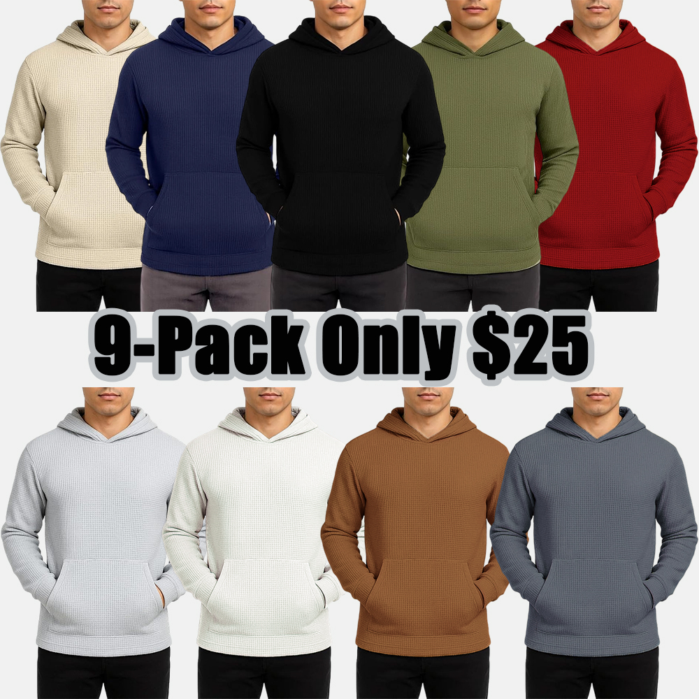 Men's Multi Pack Waffle Knit Pullover Hoodie (S-6XL)
