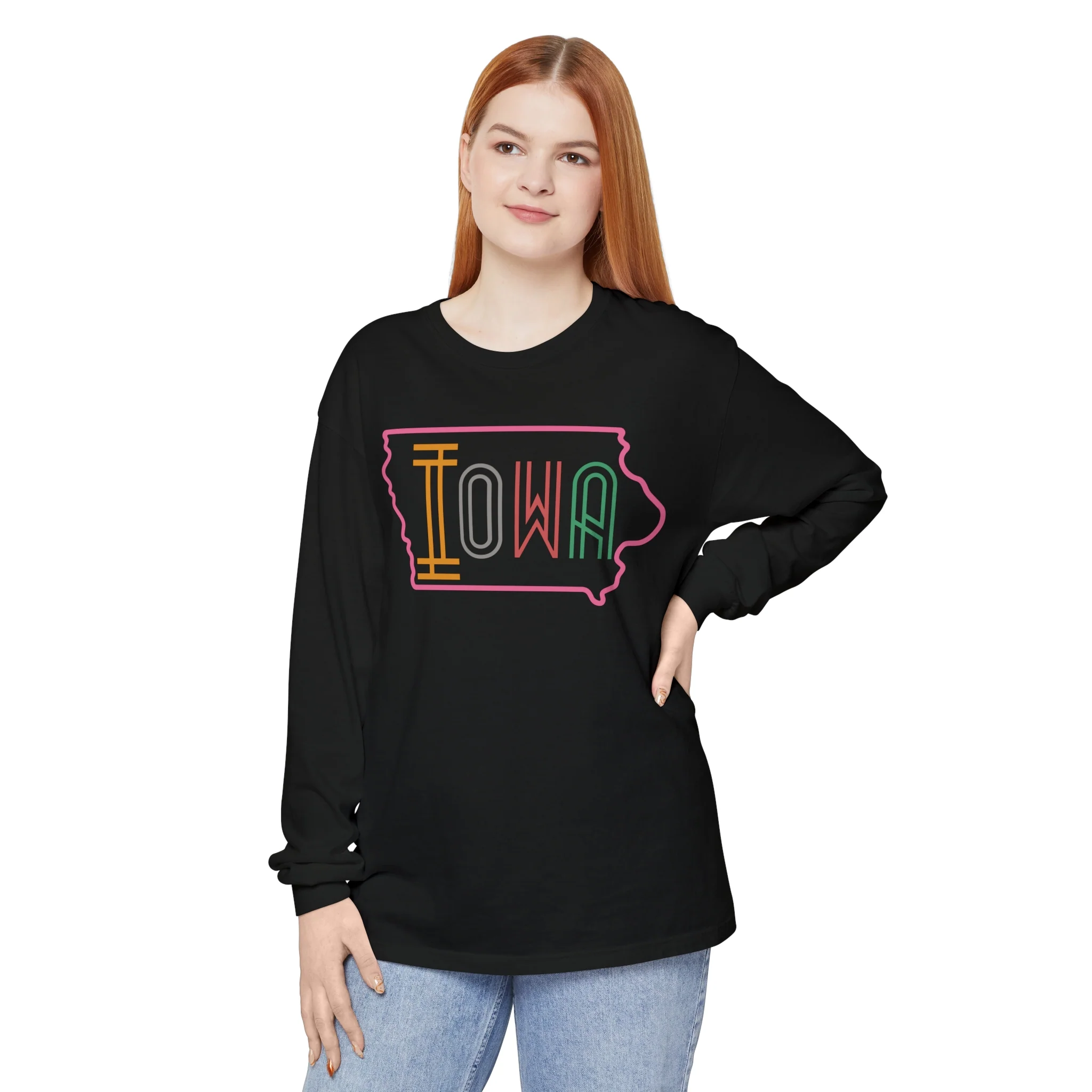 Iowa Pink Unisex Garment-dyed Long Sleeve T-Shirt