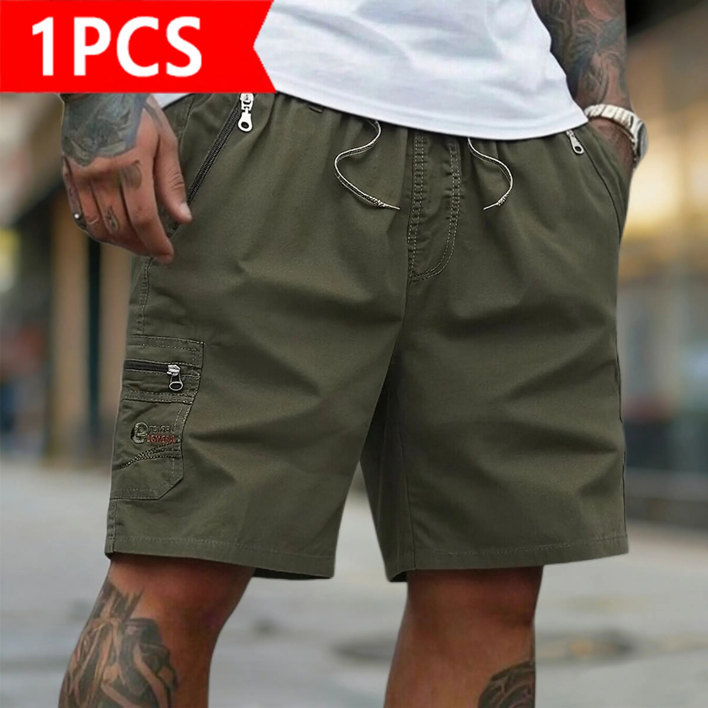 Men's 5-Pack Cargo Shorts | Casual Drawstring Elastic Waist Shorts with Zipper Pockets | Quick Dry Lightweight Streetwear for Summer, Beach, Daily Wear & Outdoor Activities