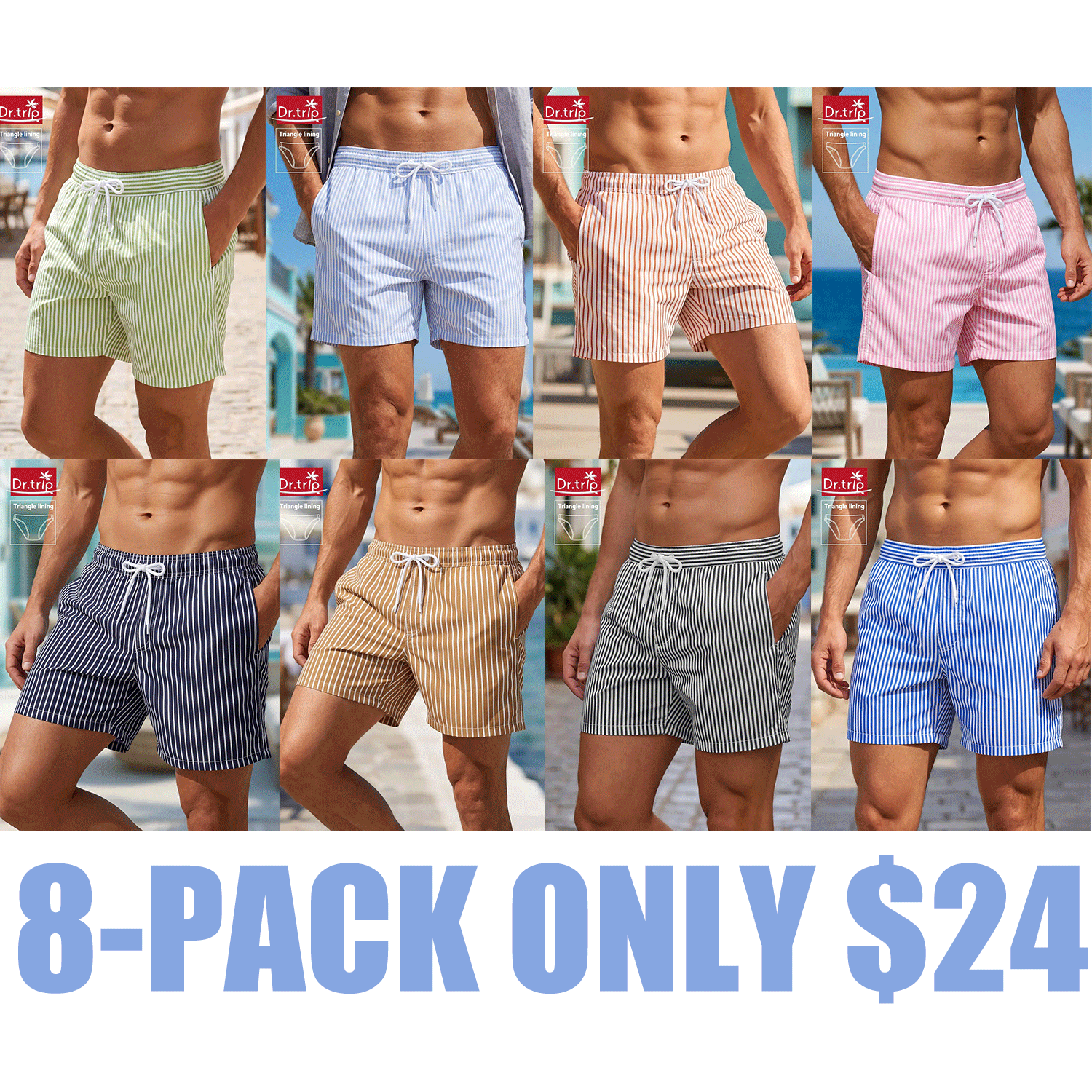 Men's Regular Fit Striped Print Shorts