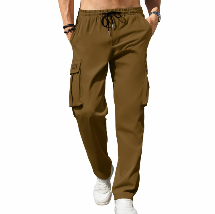 Men's Cargo Pants – Casual Loose Fit Sweatpants with Drawstring Waist and Multi Pockets