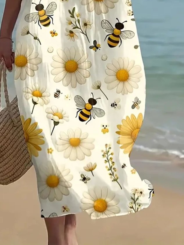 Vacation Regular Fit Daisy Dress With No