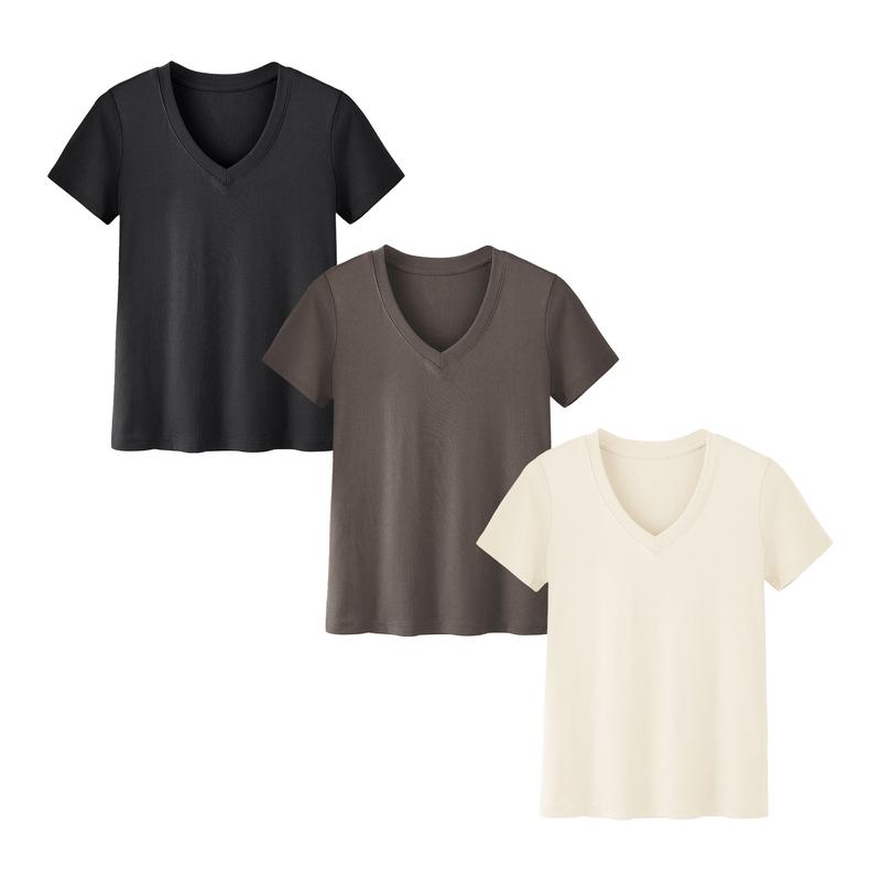 Plus Size Women’s V-Neck T-Shirts – Lightweight Breathable Casual Tops for Summer