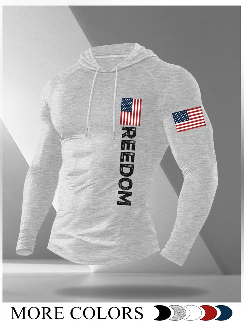 Men's Cartoon Print Long Sleeve Hooded T-Shirt