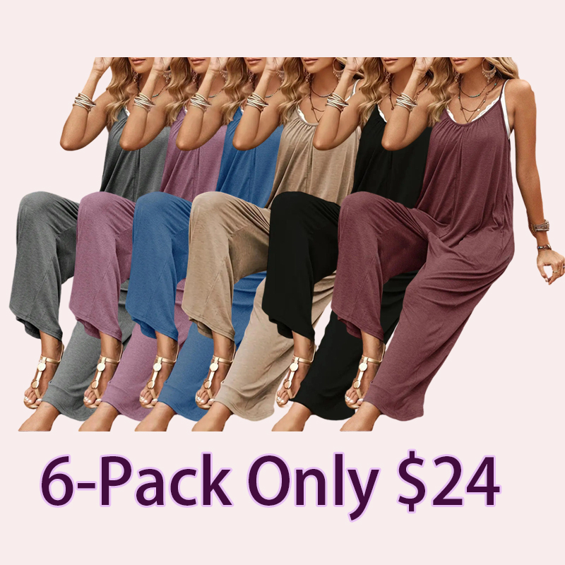 Women's Chic Backless Cami Jumpsuit with Pockets