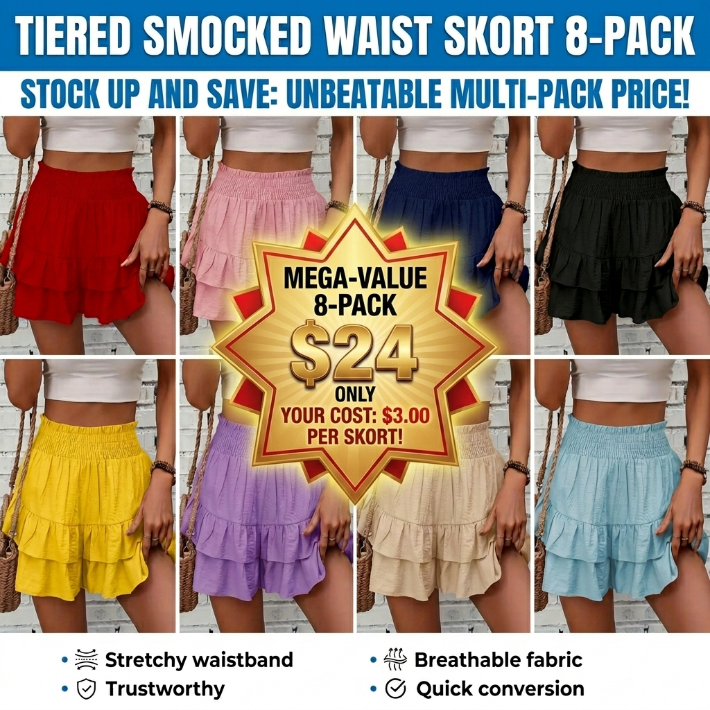 Limited-Time Clearance!🛍️ Women's Frill Trim Ruffle Hem Shirred High Waist Shorts, Boho Casual Tiered Layer Shorts for Spring & Summer