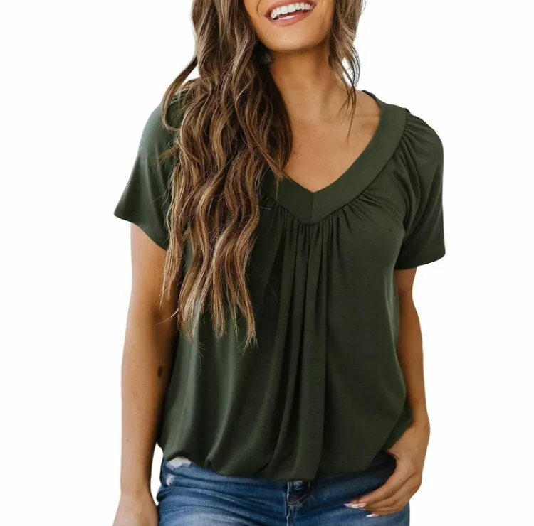 Women's V-Neck Short Sleeve T-Shirts – Casual Summer Tops for Women