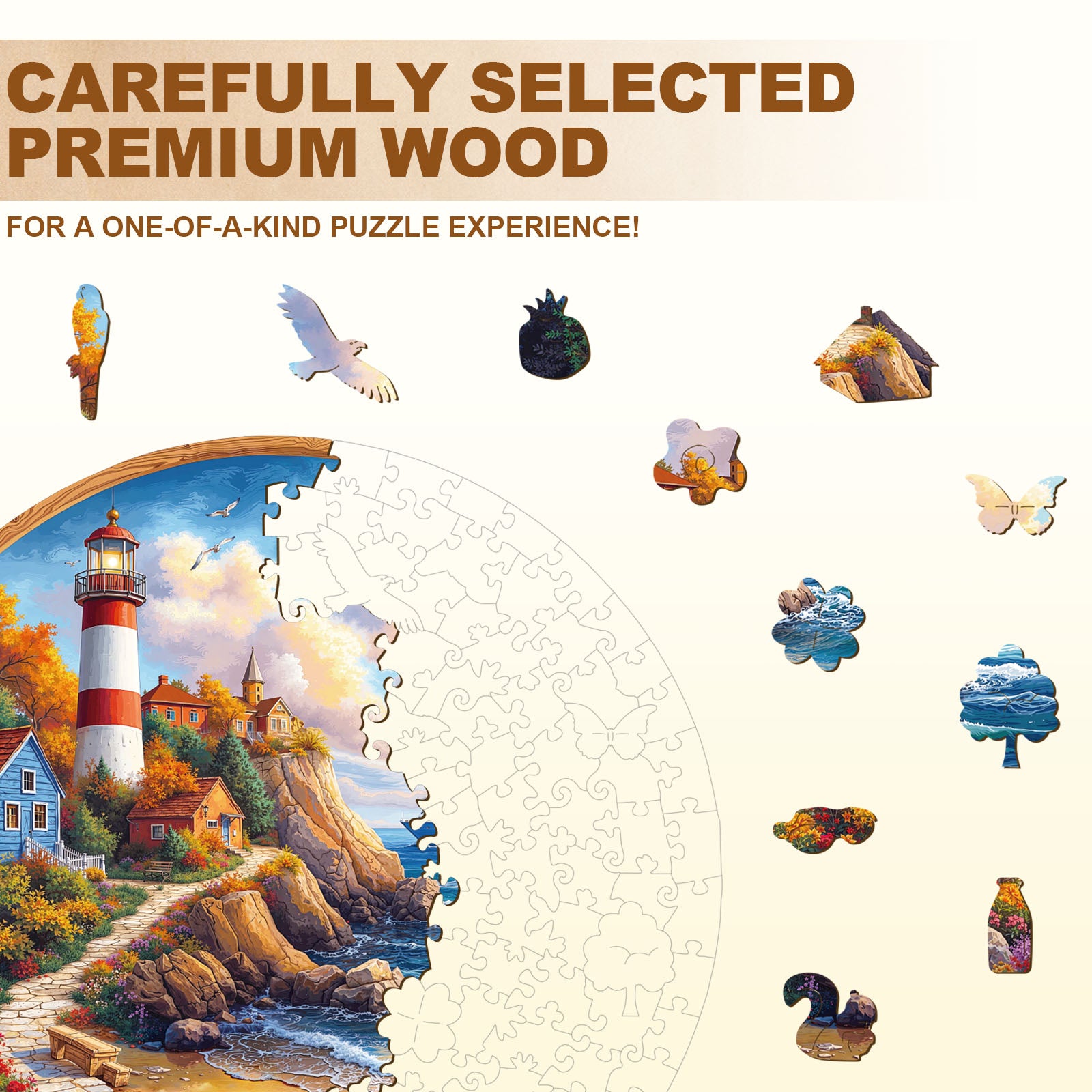 Lighthouse Cottage Wooden Jigsaw Puzzle