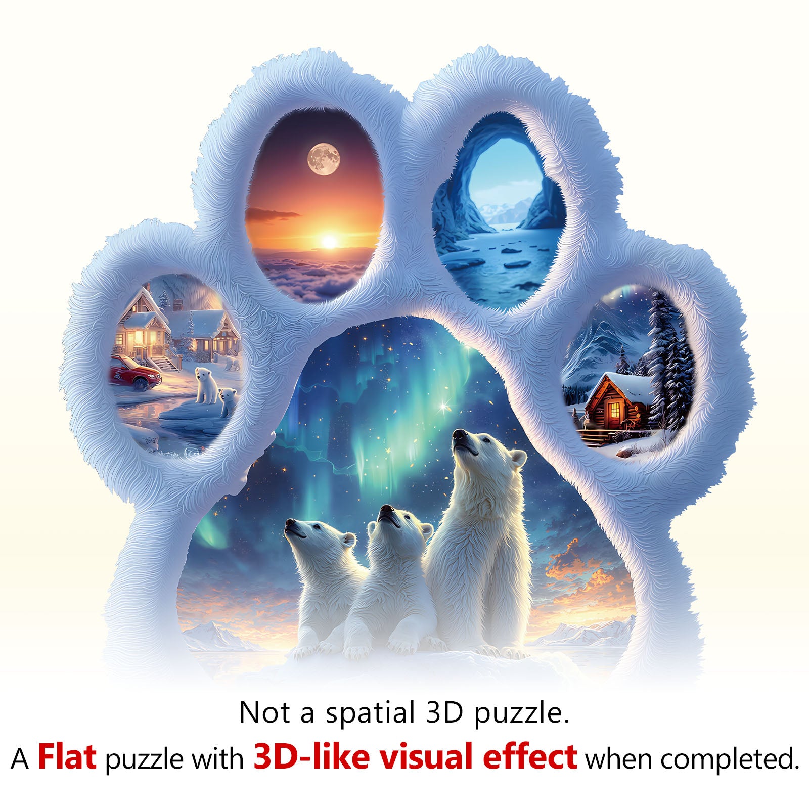 Polar bear tracks  Wooden Jigsaw Puzzle