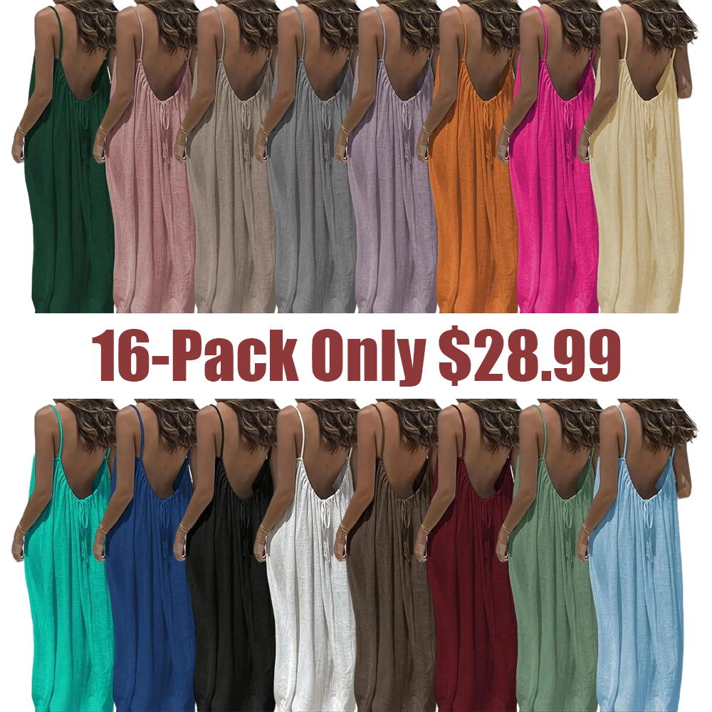 Women's Solid Color Cami Lounge Dress, Elegant Sleeveless Long Dress for Summer, Ladies Sleepwear for Indoor Wear