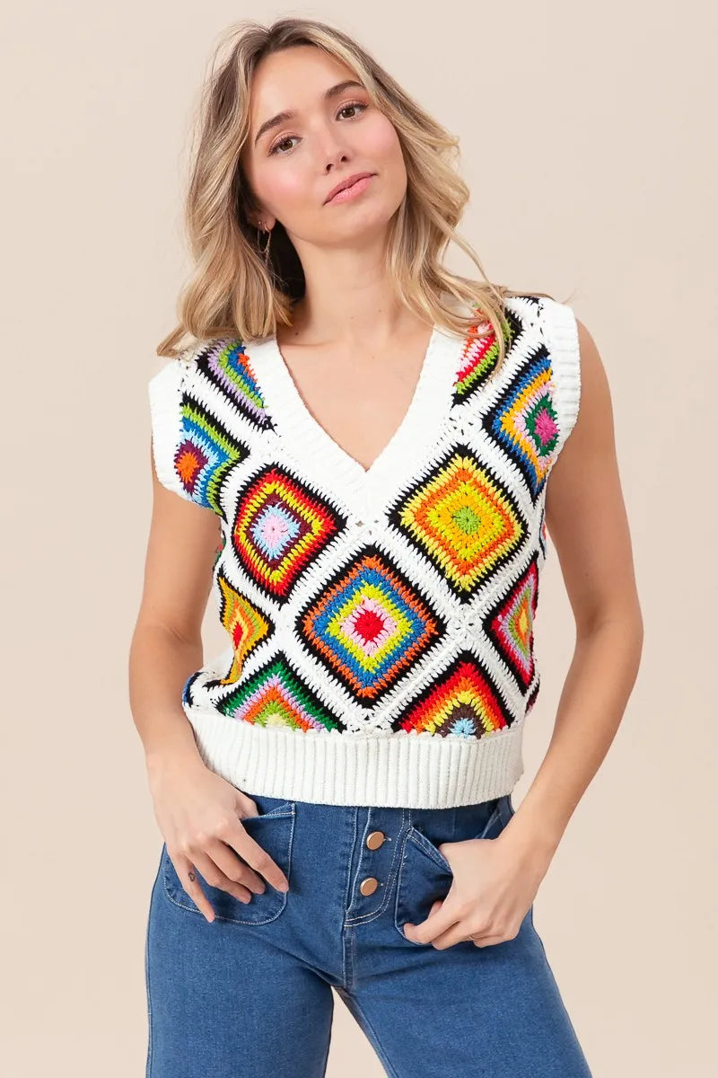 Diamond Granny Square Sweater Vest