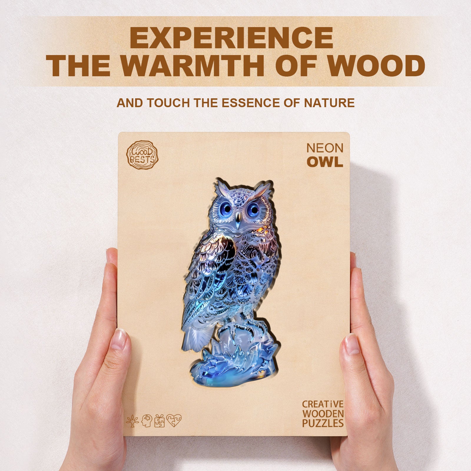 Neon Owl Wooden Jigsaw Puzzle