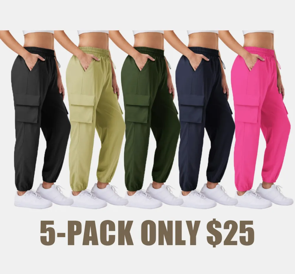 Women's Lightweight Waterproof Hiking Pants – Quick-Dry Summer Joggers with 4 Cargo Pockets