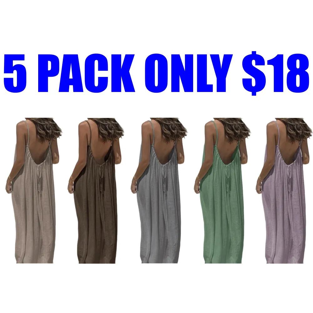 Women's Solid Color Backless Cami Dress