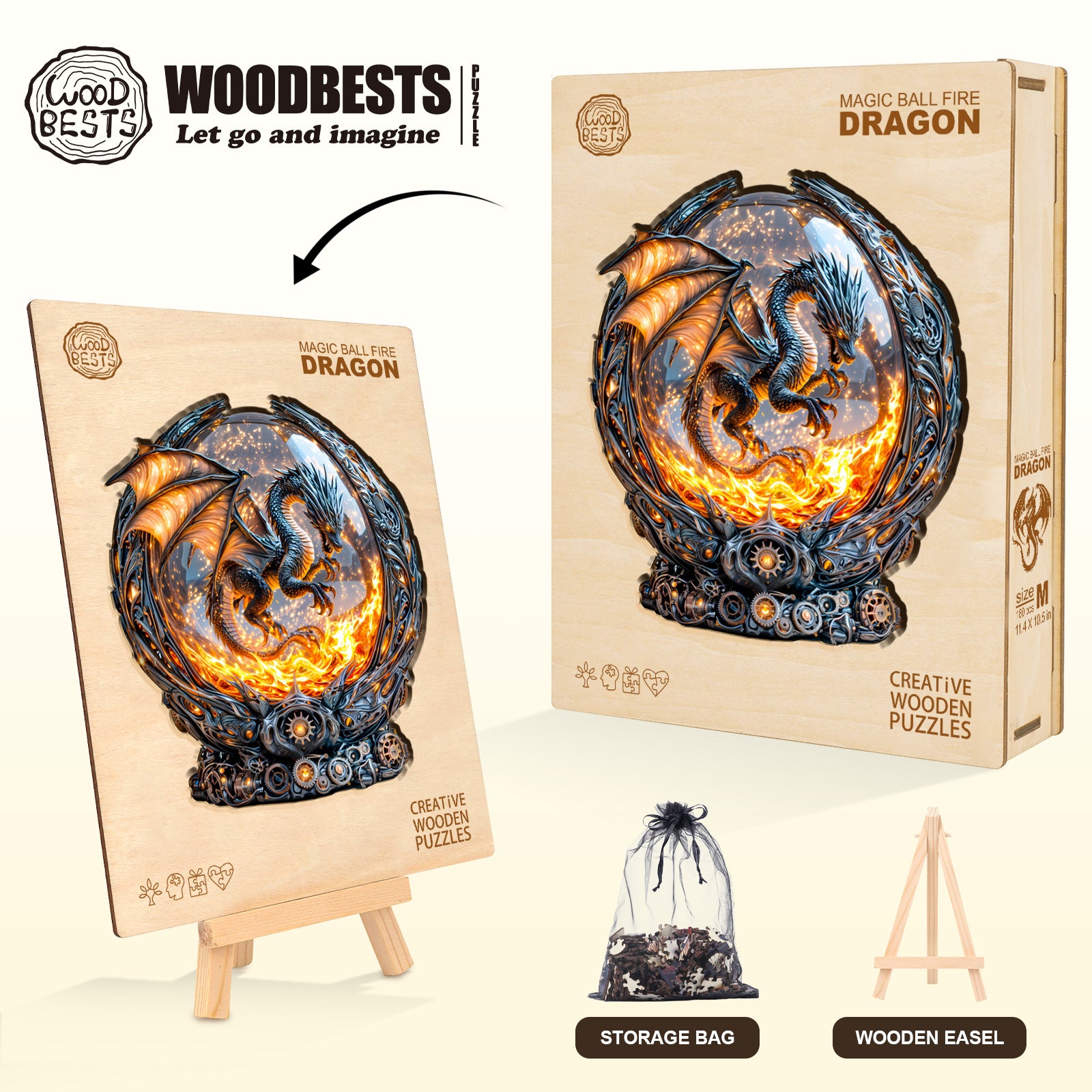 Magic Ball Fire Dragon Wooden Jigsaw Puzzle