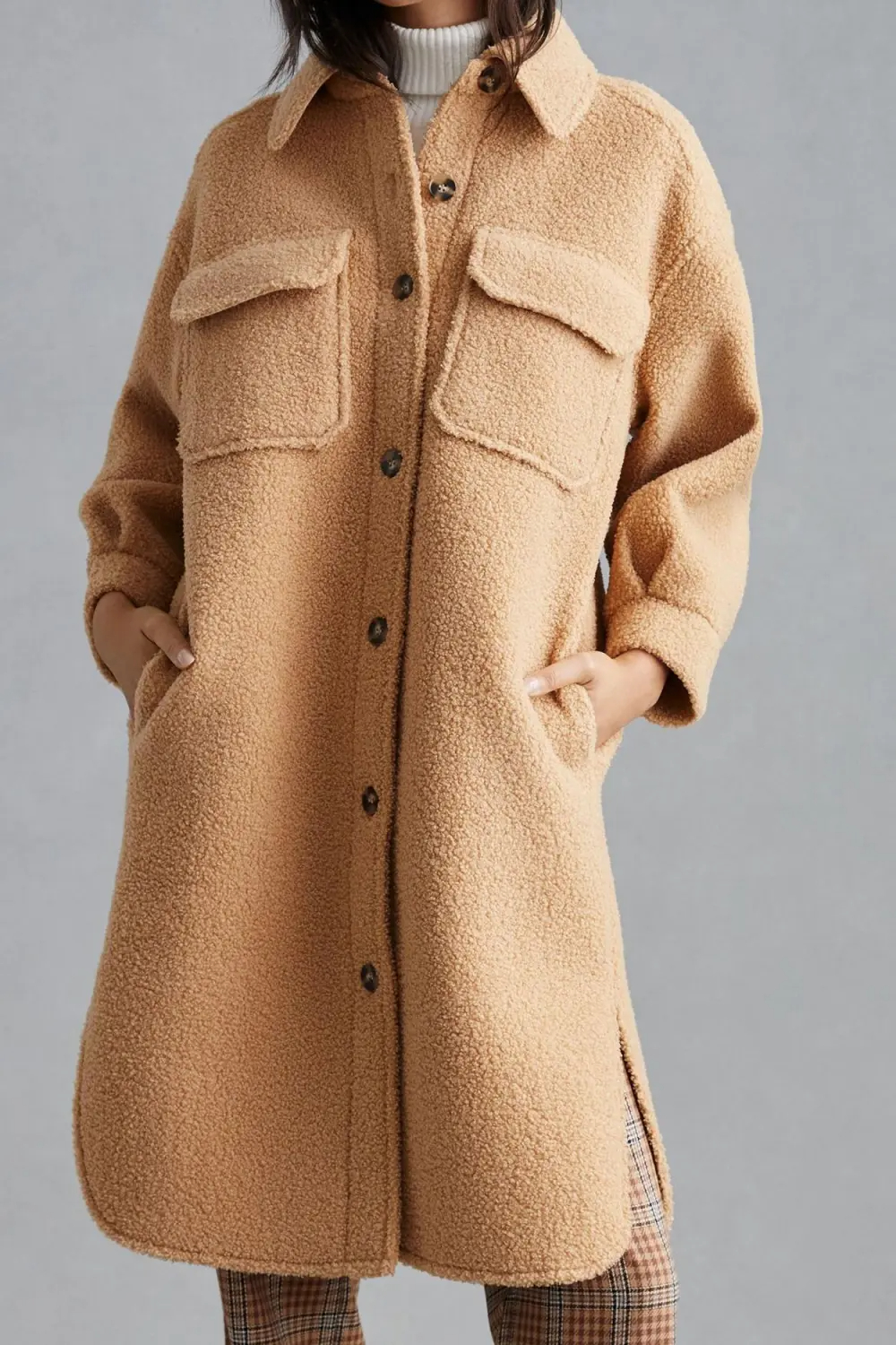 Beige Oversized Shirt Jacket