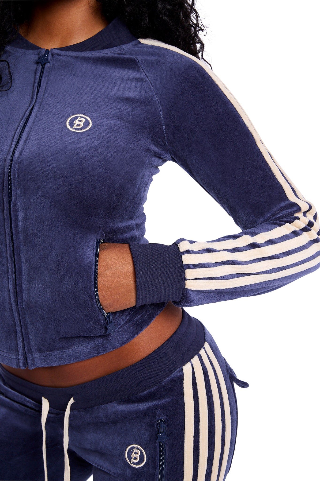 PRE-ORDER - BODY VELOUR TRACK JACKET (ROYAL BLUE/CREAM)