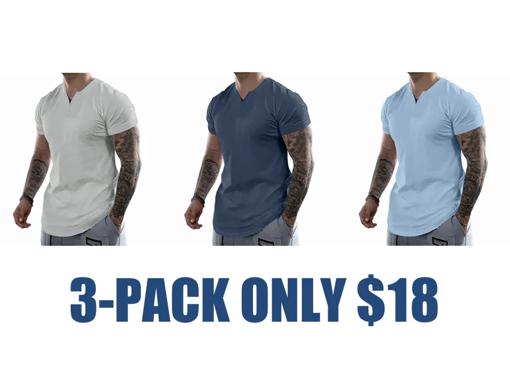 Men's Slim Fit V-Neck Muscle Tee - 2025 Spring Athletic Fashion