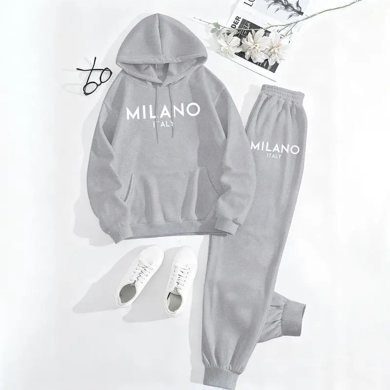 Women’s Printed Hoodie & Drawstring Sweatpants Set
