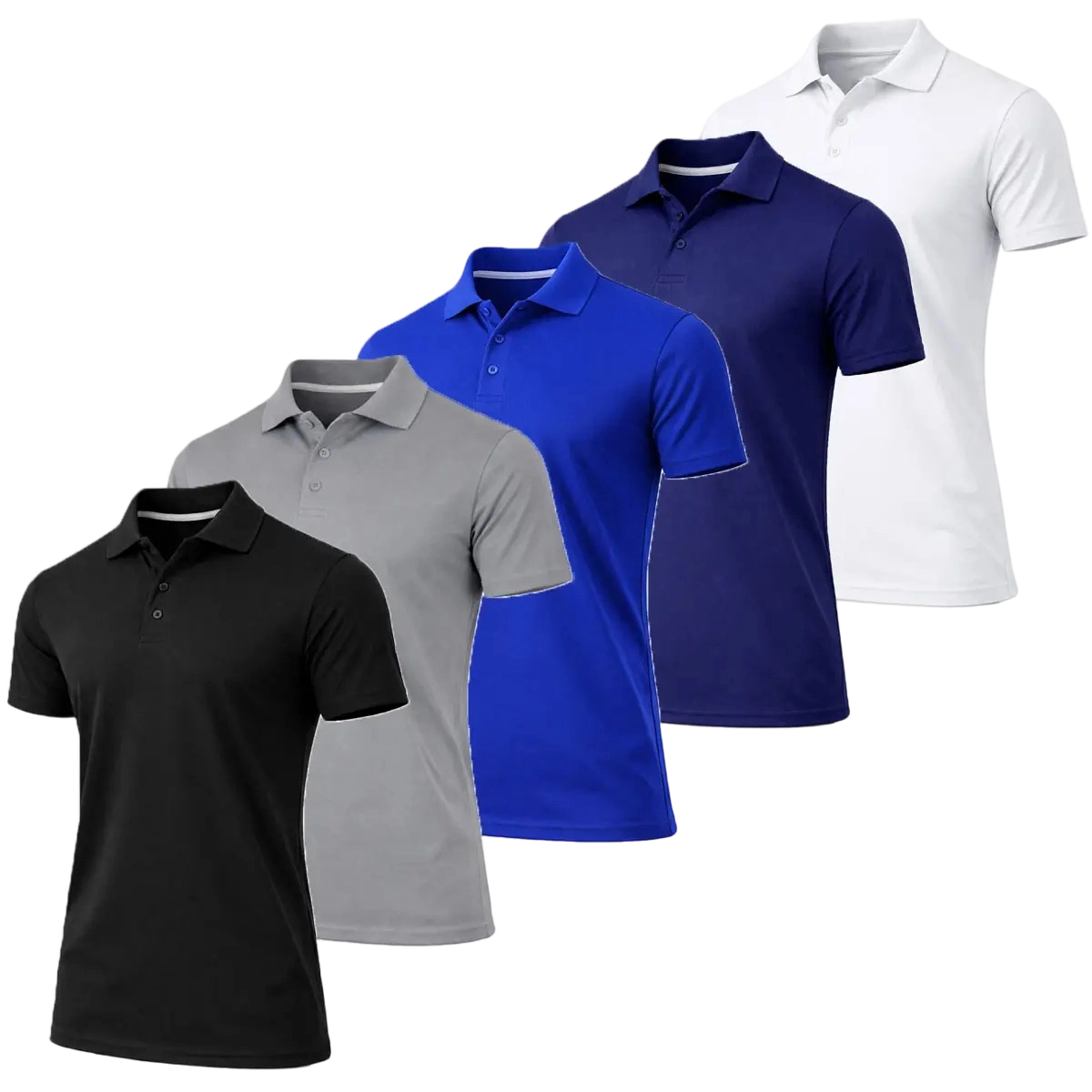 Men's Performance Polo Shirt with Ribbed Sleeves