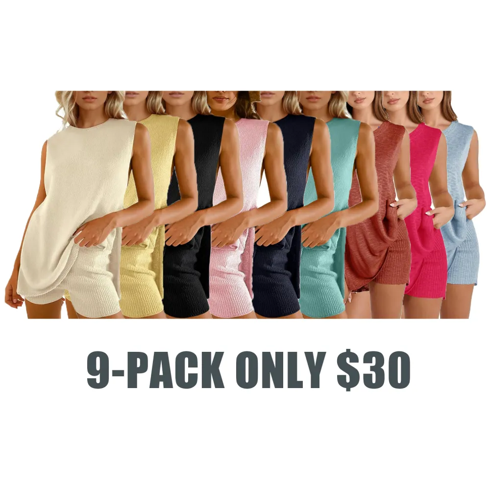 Women's Knit 2 Piece Summer Set – Tunic Top & Shorts