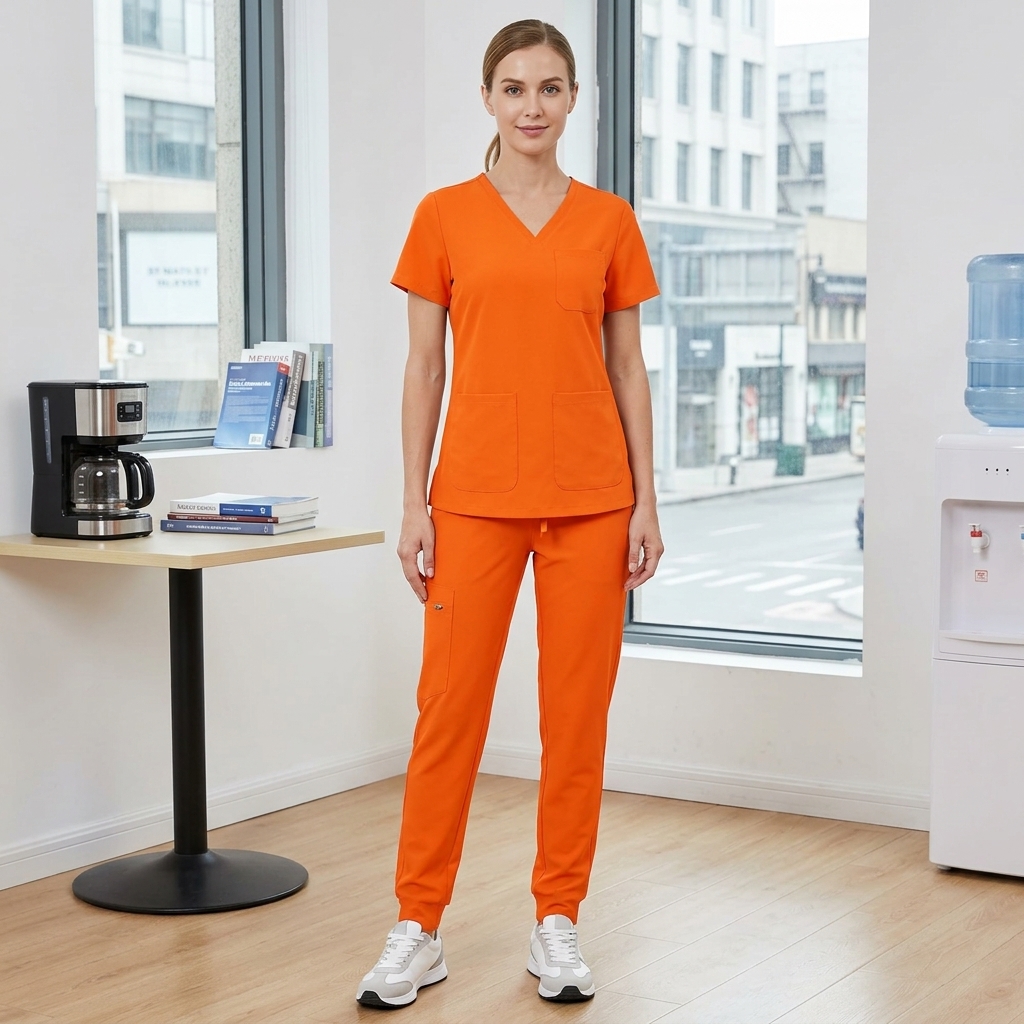 Medical Scrubs for Women Clara Air Set - Curved V-Neck Scrub Top & Jogger Pants with 8 Pockets