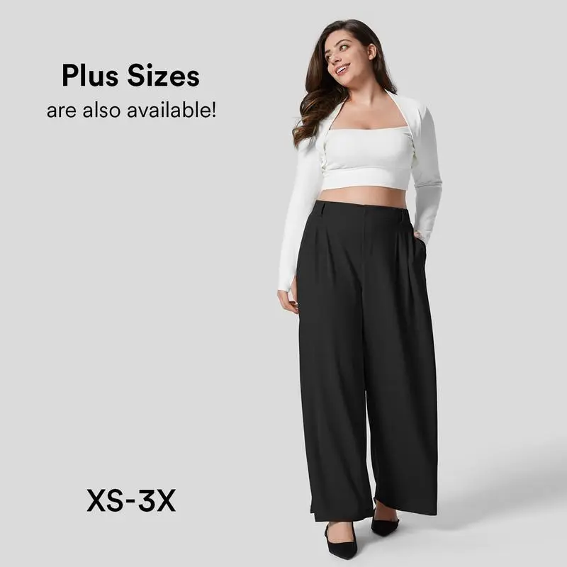 High Waisted Plicated Side Pocket Wide Waffle Work Pants