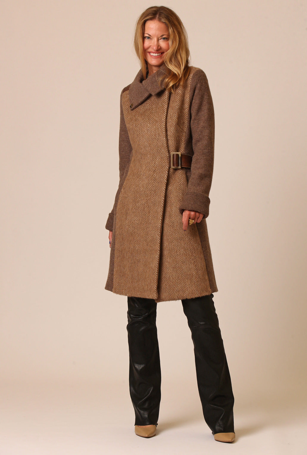 HONEY ALPACA COWL NECK COAT