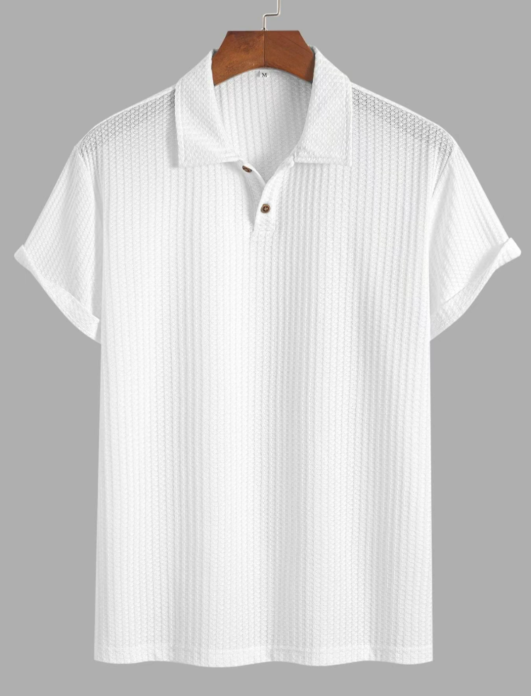 Men's Jacquard Knit Polo Shirt – Breathable, Stylish & Perfect for Summer