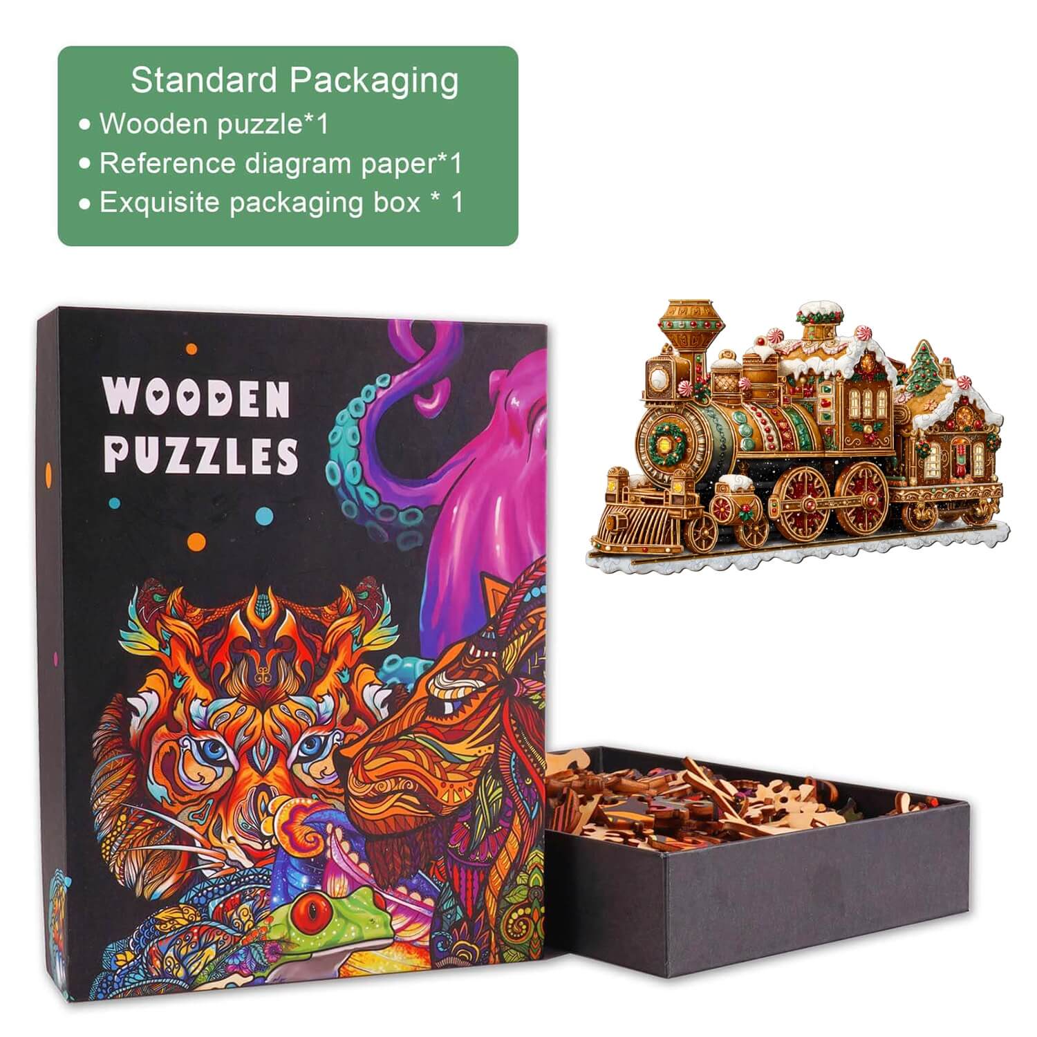 Christmas Mechanical Train-2 Wooden Jigsaw Puzzle