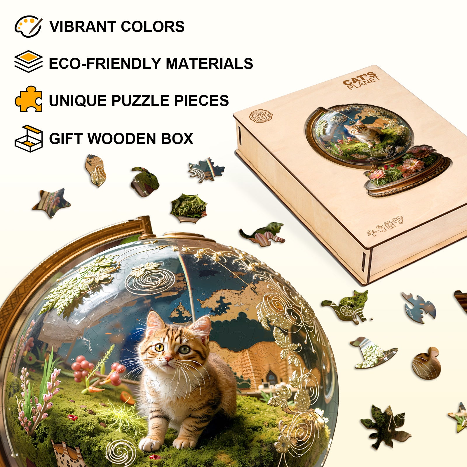 Cat’s Planet Wooden Jigsaw Puzzle