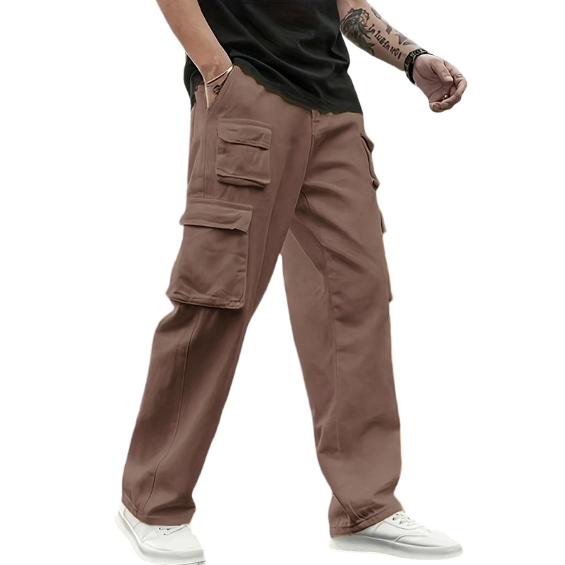 Men's Multi-Pocket Cargo Joggers, Solid Color Lightweight Casual Pants