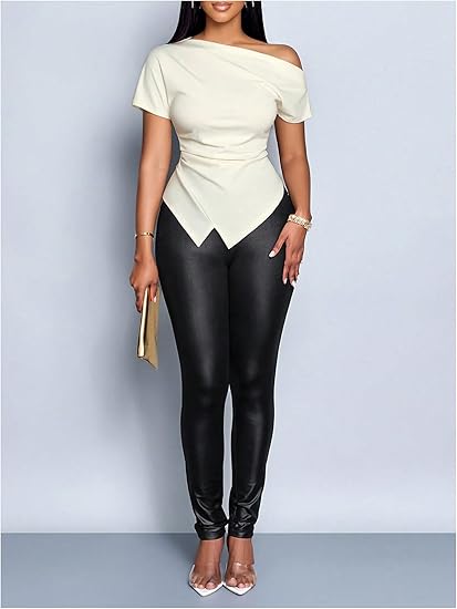 Fall Fitted Ombre Asymmetrical Top for Women