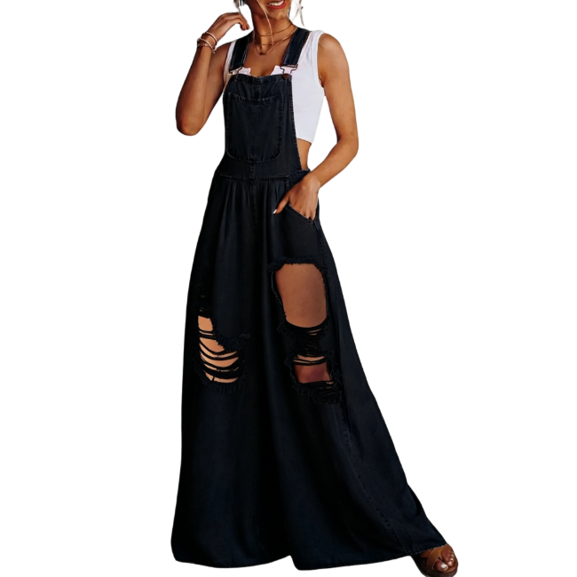 he Loose-Fit Denim Overalls