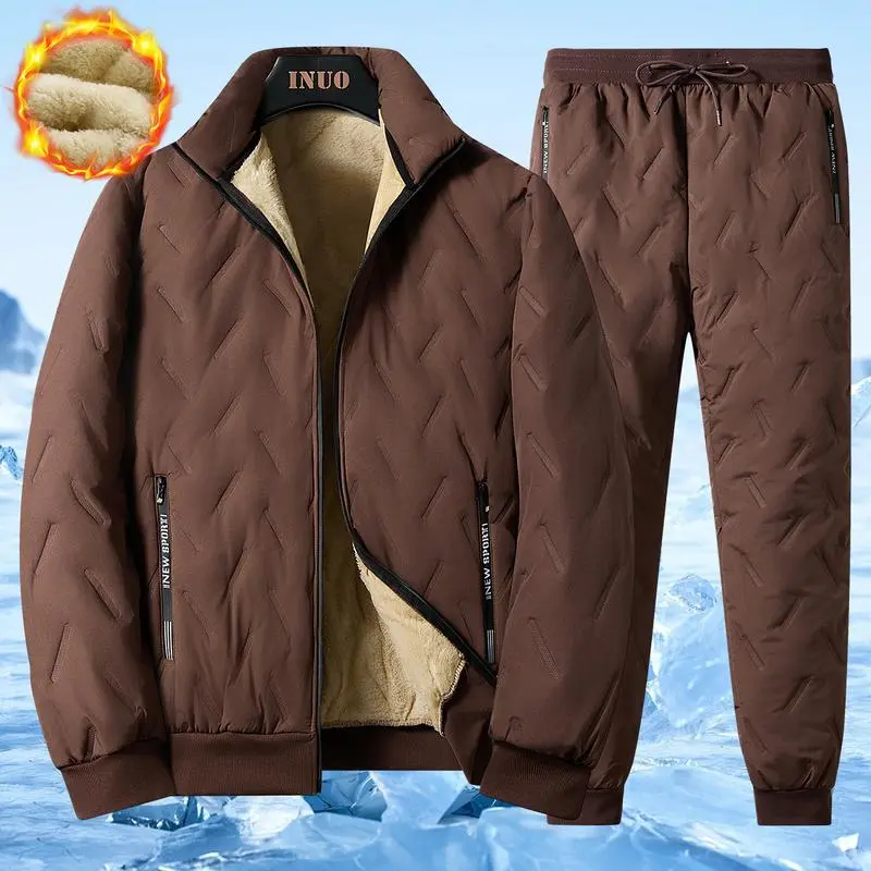 Men’s Fleece-Lined Winter Jacket & Vest Set – Warm, Windproof, Thickened Cotton Coat