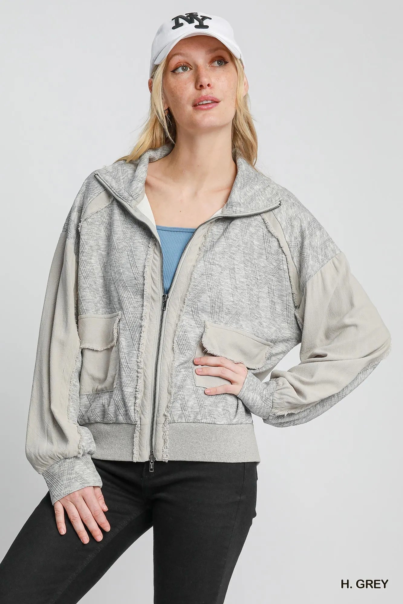Two-Way Jacquard Zip-Up Jacket