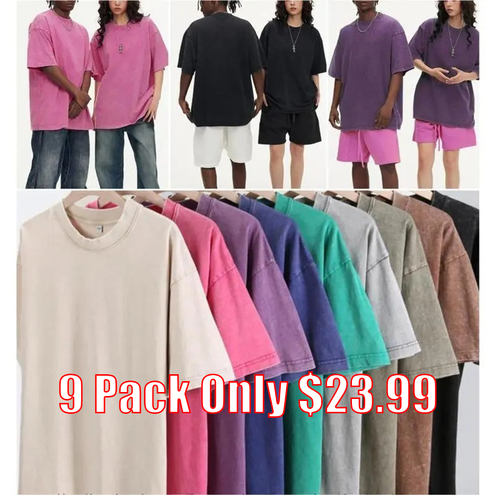 Oversized Tshirts for Men Gym Vintage Heavyweight T Shirts Cotton Workout Acid Wash Baggy Tees