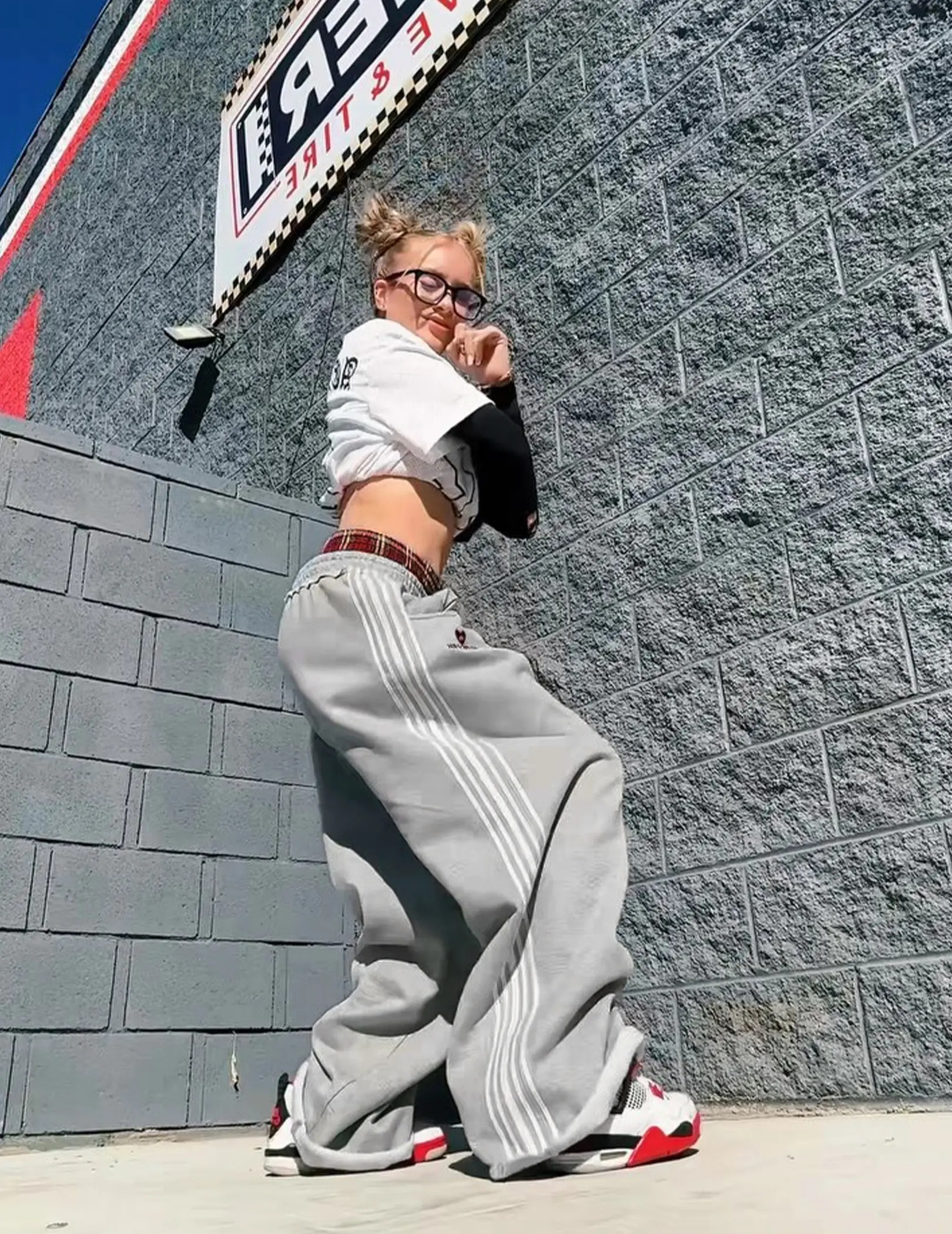 Unisex Plaid Patchwork Sweatpants