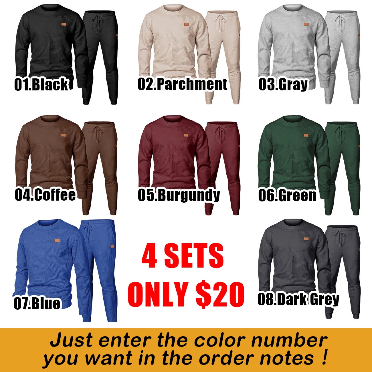 Men's 2-Piece Sweatsuit – Jacquard Crewneck Sweatshirt & Jogger Tracksuit Set