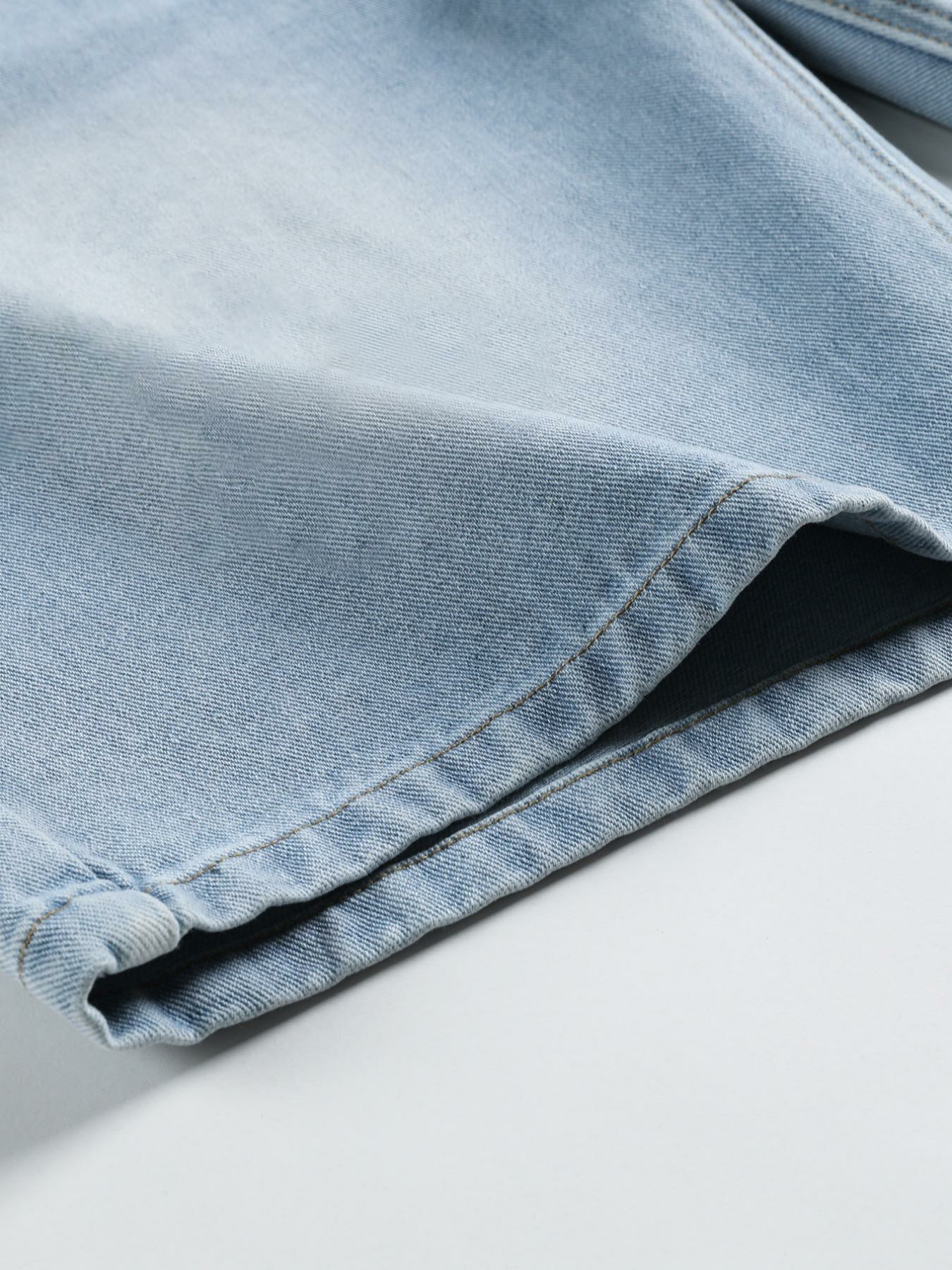 Men's washed retro color denim shorts, trendy, versatile, loose straight-leg casual streetwear denim five-point pants