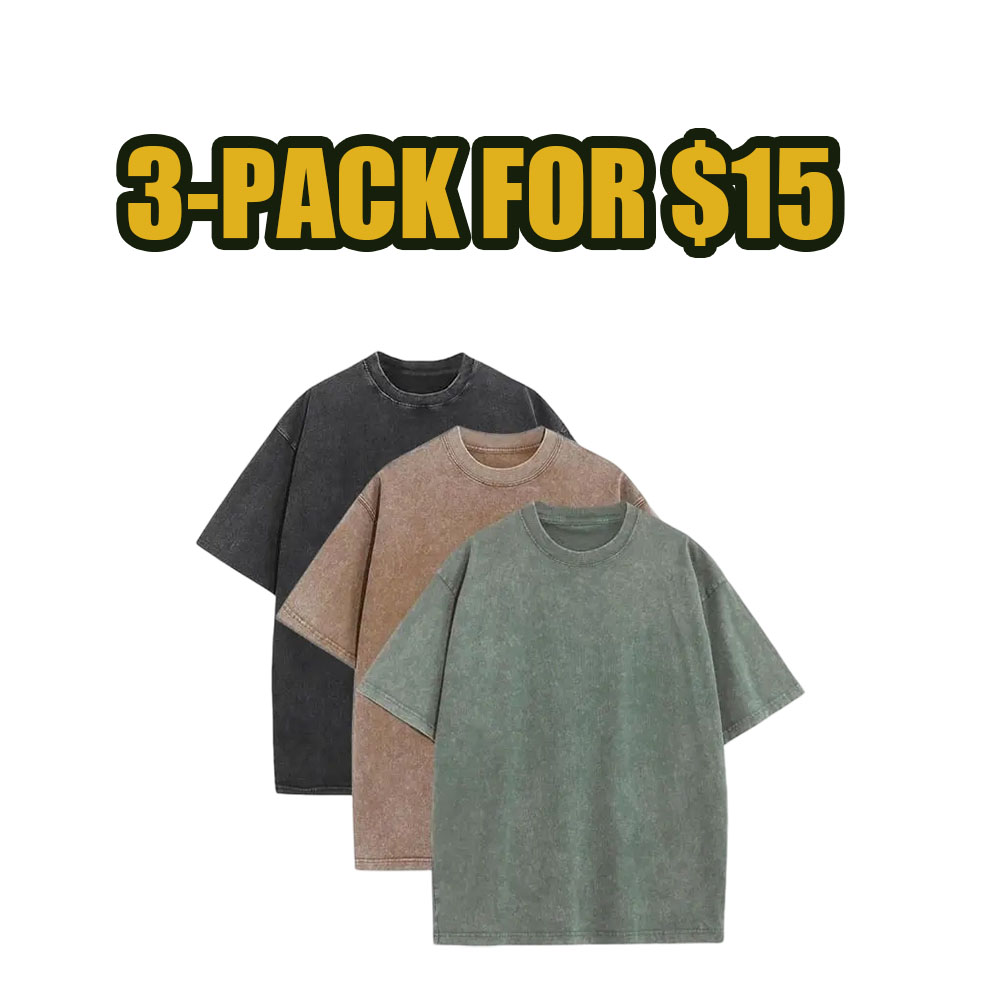 8-Pack Vintage Oversized Unisex Tees – Heavyweight Cotton Acid Wash Streetwear Set