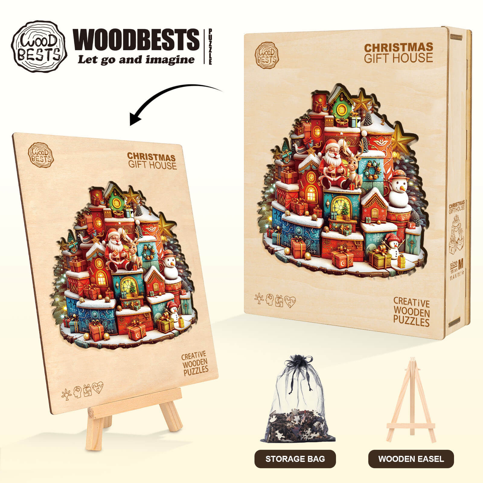 Christmas gift house Wooden Jigsaw Puzzle