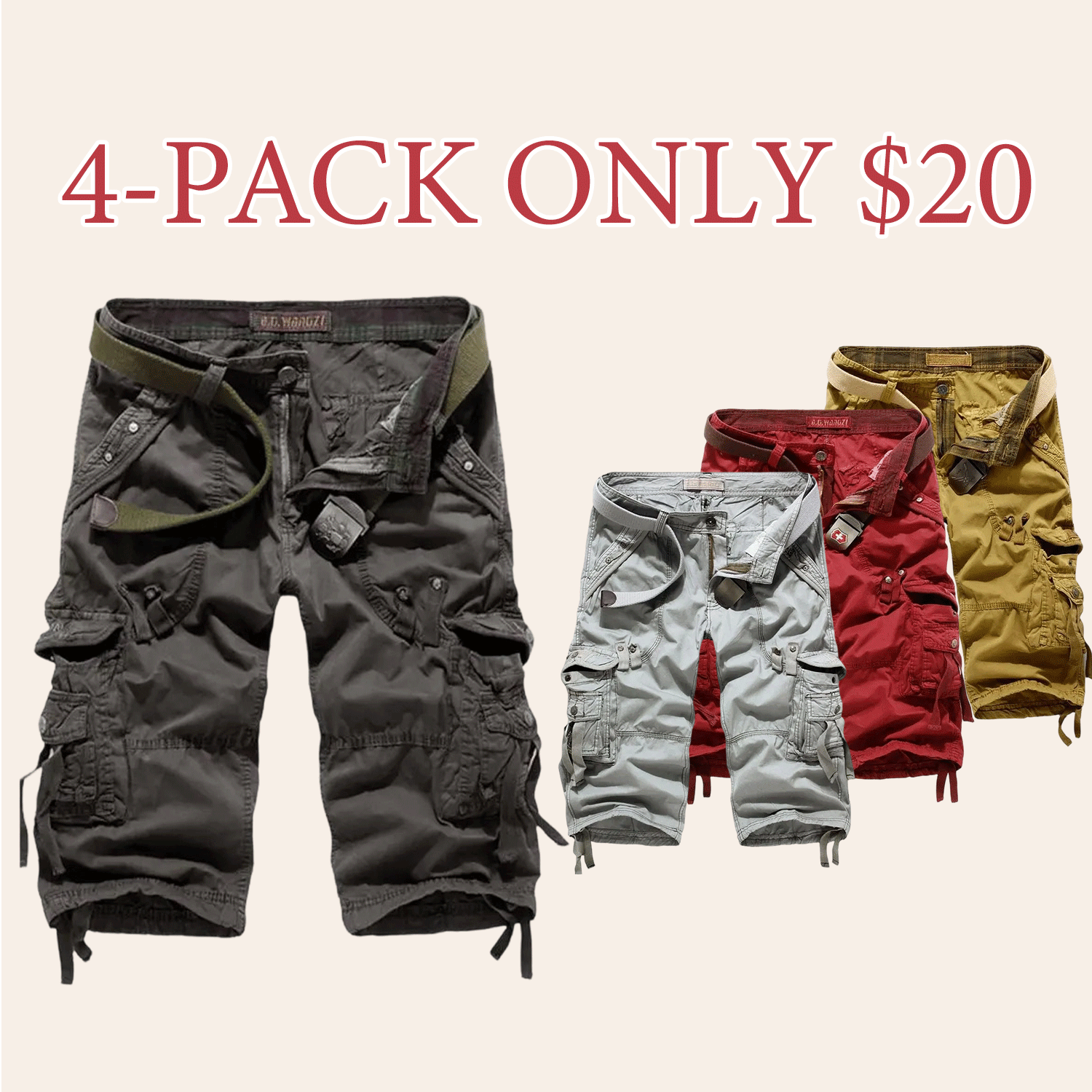 🔥Last day promotion🔥Men's Korean Style Multi-Pocket Cargo Shorts Fashion Trend Multi-Pocket Mid-Length Shorts