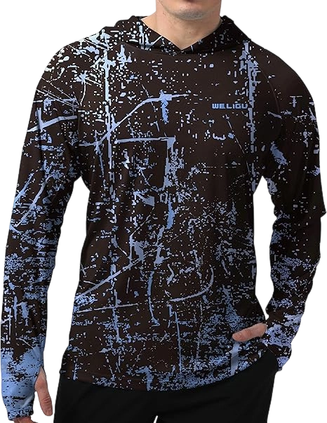 Men's UPF 50+ Sun Protection Hoodie Shirt Long Sleeve SPF Fishing Outdoor UV Hiking Lightweight Shirts